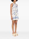 Short linen and cotton dress with floral print