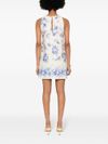 Short linen and cotton dress with floral print