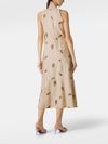 Cotton midi dress with flower and leopard print