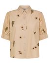 Cotton shirt with flower and cheetah print