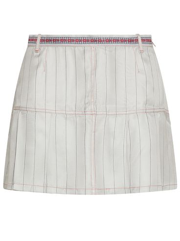 Chelsey viscose miniskirt with colored belt and striped pattern