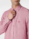 Linen shirt with embroidered logo on the chest