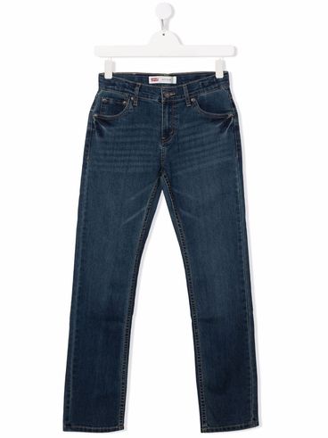 Stretch cotton jeans with logo label
