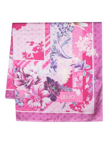 Monochromatic floral print scarf