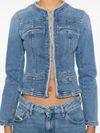 Denim jacket with rhinestones and front pockets