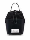 maison margiela - Small 5AC bucket bag in hammered leather with logo - 4