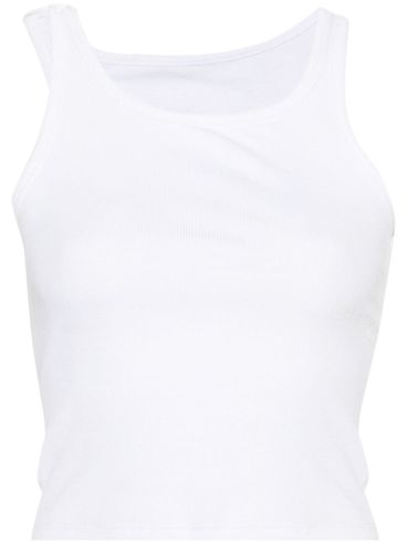 Ribbed cotton cut-out tank top