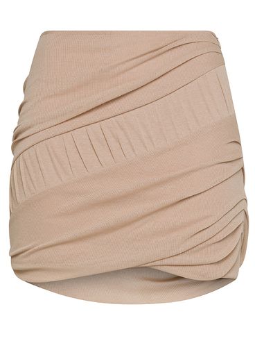 Draped cotton mini skirt
