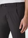 Straight Leg Trousers in Viscose Blend with Pressed Crease