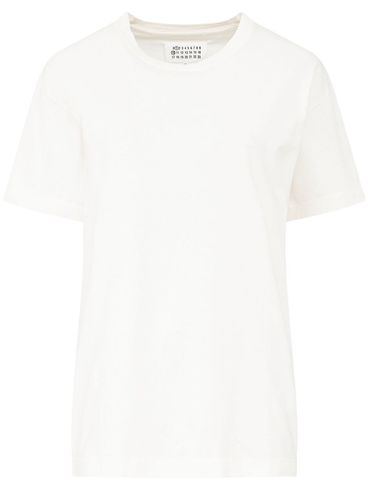Reverse Cotton T-shirt with Backward Logo Embroidery