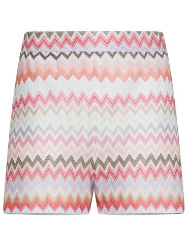 Cotton and viscose zigzag pattern shorts