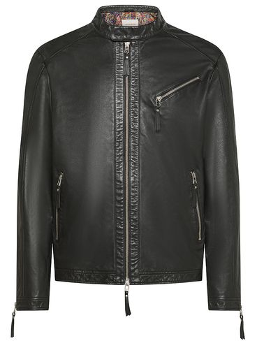 Leather Biker Jacket with Front Pocket