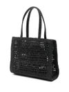 Small Crochet Design Ella Tote Bag in Black Raffia