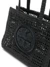 Small Crochet Design Ella Tote Bag in Black Raffia
