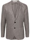 Single-breasted Blazer in Silk and wool Blend with Brooch Detail