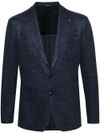 Single-breasted Blazer in Linen and Cotton Blend with Brooch Detail