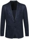 Blazer in lino e cotone monopetto con spilla