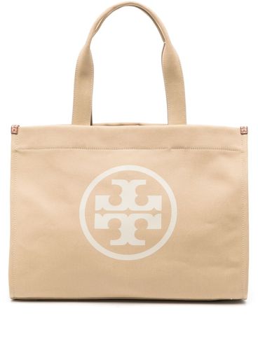 Large Ella Tote Bag in Cotton with Logo Print