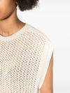 Cotton Top with Openwork Knit and Sequins