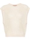 Cotton Top with Openwork Knit and Sequins