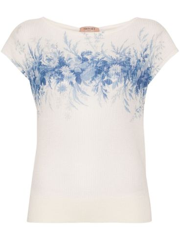 Cotton T-shirt with Flower Print