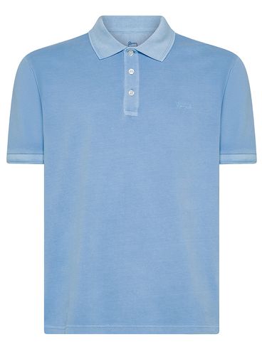 Stretch Cotton Polo with Embroidered Logo Text