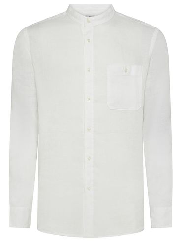 Linen Shirt with Mandarin Collar