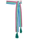 Multicolored striped cotton belt with tassels