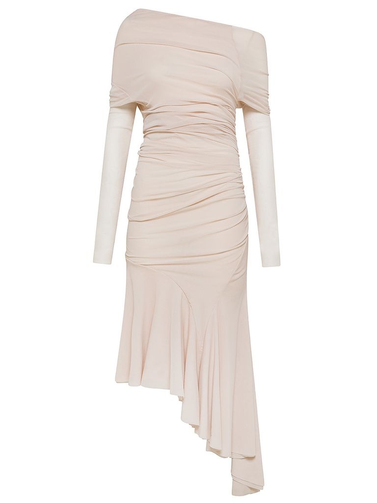 Midi dress in jersey with asymmetric hem