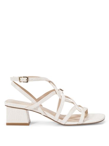 Synthetic leather sandal with heel