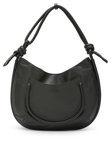 Large Demi half-moon leather bag in calf leather