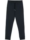 Navy blue cotton sweatpants with drawstring