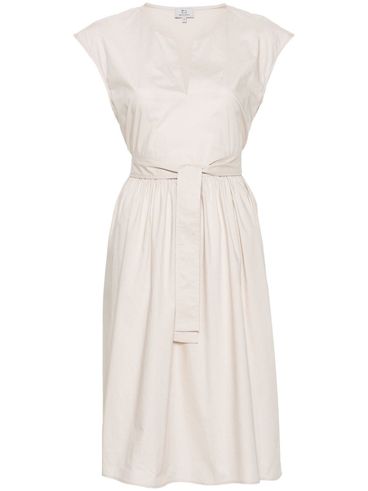 Short cotton dress with ruffles and belt