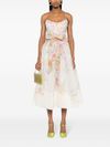 Natura Corset midi dress in linen and silk with floral print