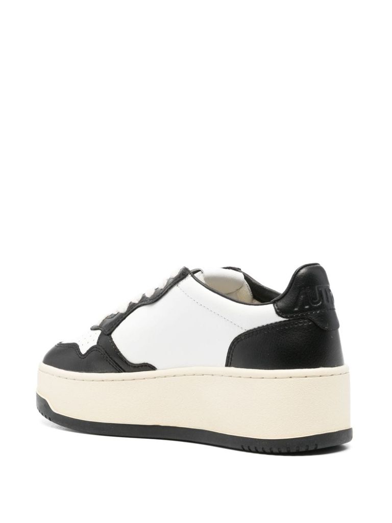 Shop Autry Two-tone Calf Leather Platform Sneakers 'medalist' In Bianco