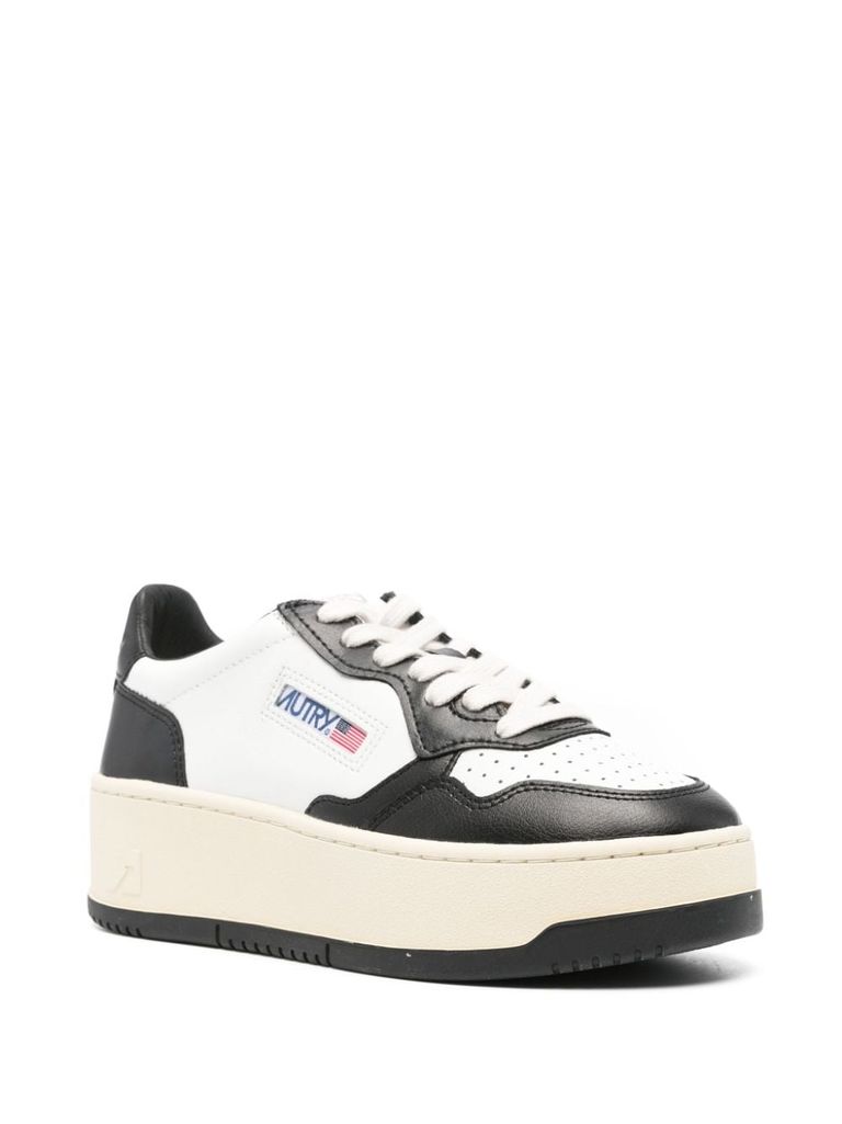 Shop Autry Two-tone Calf Leather Platform Sneakers 'medalist' In Bianco