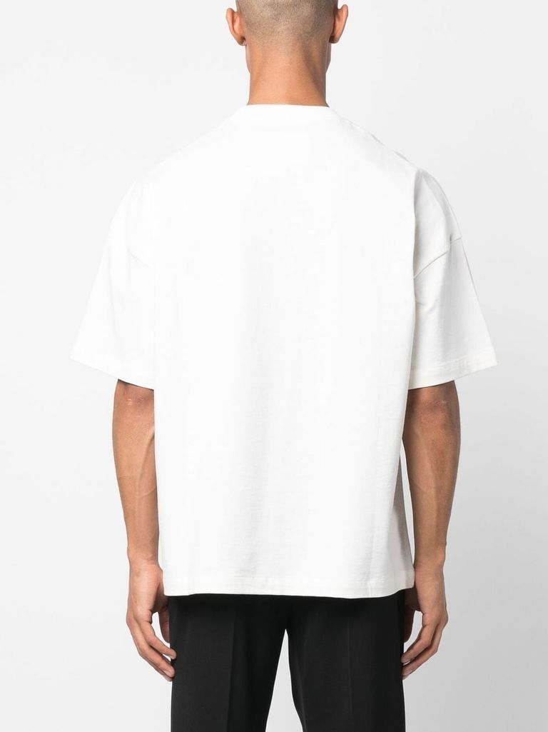 Shop Jil Sander Cotton T-shirt With Front Logo Print In Bianco