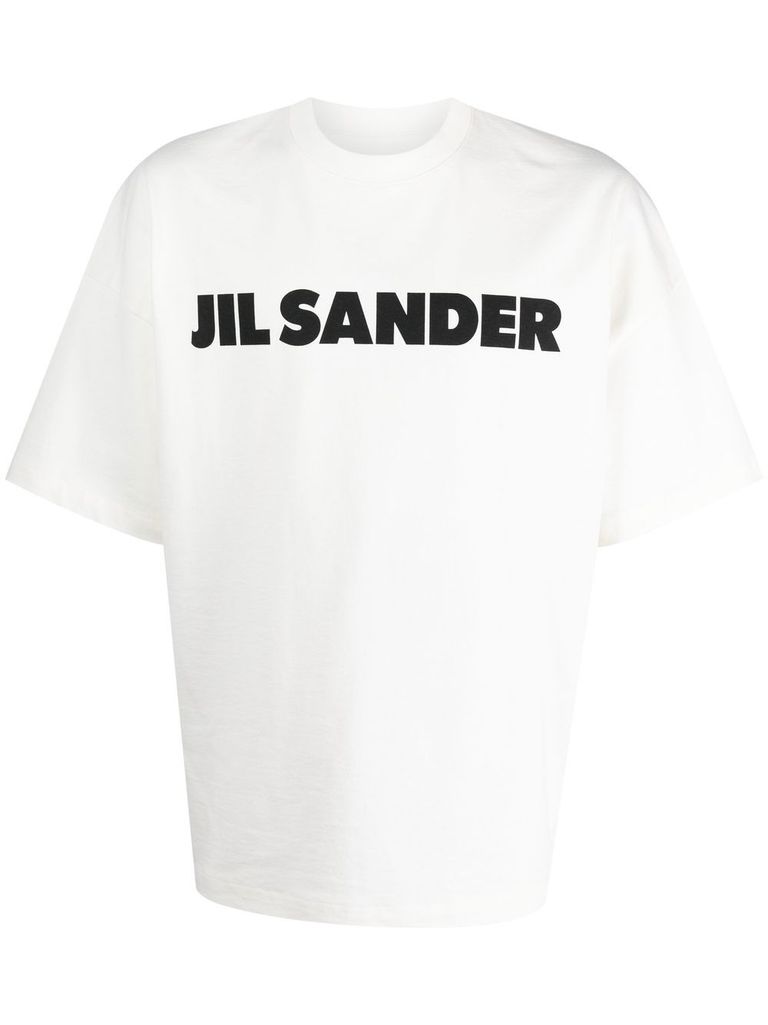 Shop Jil Sander Cotton T-shirt With Front Logo Print In Bianco