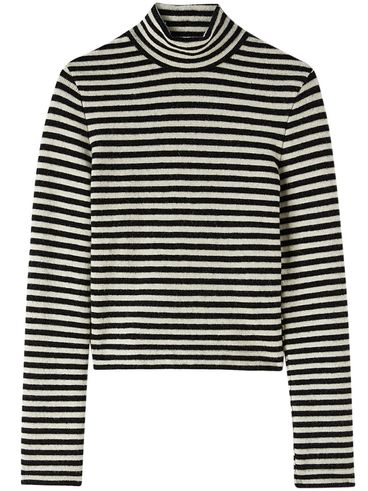 Wool turtleneck T-shirt with stripe print
