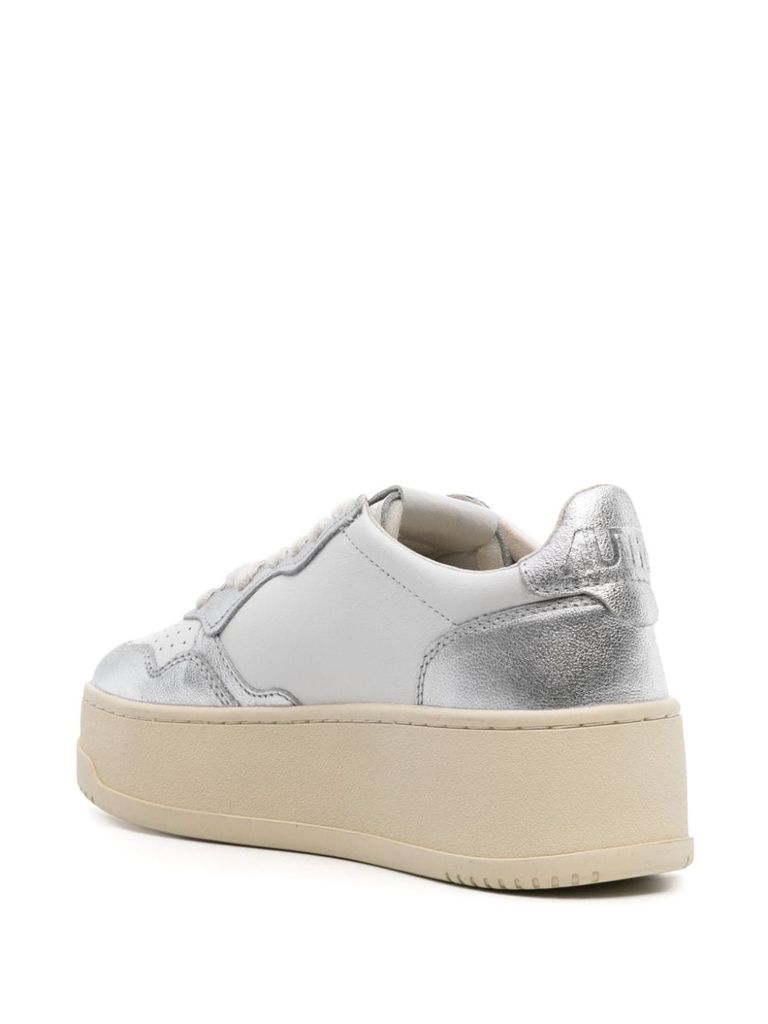 Shop Autry Two-tone Calf Leather Platform Sneakers 'medalist' In Bianco