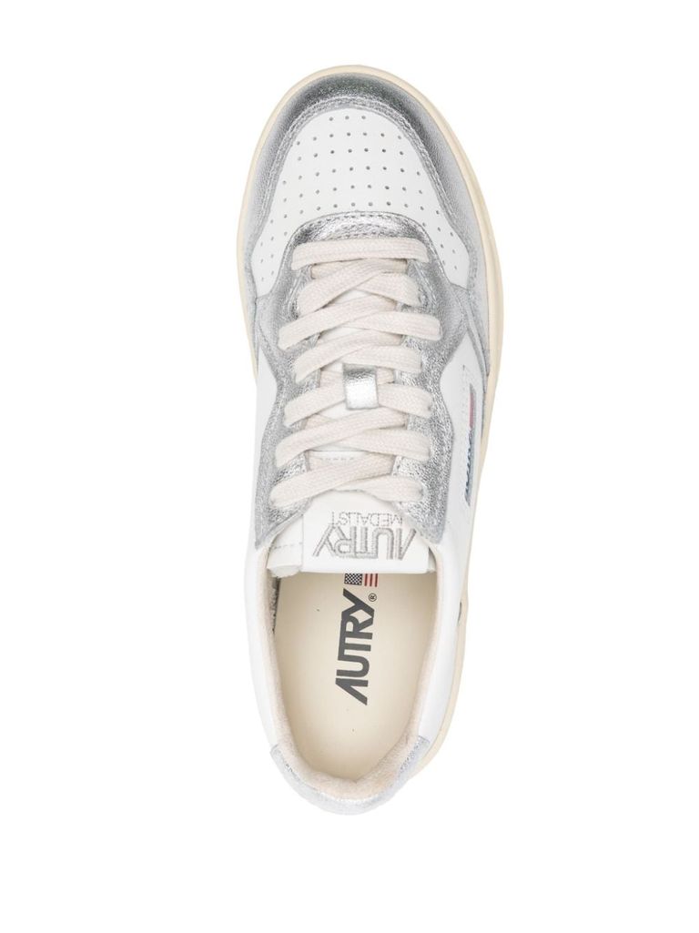 Shop Autry Two-tone Calf Leather Platform Sneakers 'medalist' In Bianco