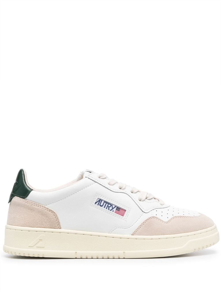 Shop Autry 'medialist' Calfskin Leather Sneakers With Suede Panels In White