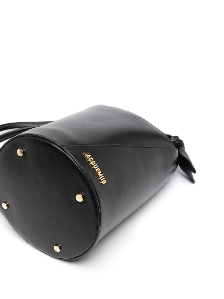 Shop Jacquemus 'tourni' Calf Leather Bucket Bag In Nero