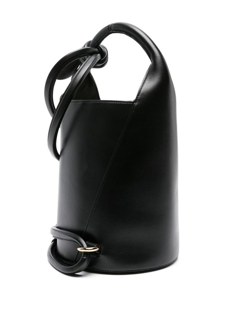 Shop Jacquemus 'tourni' Calf Leather Bucket Bag In Nero