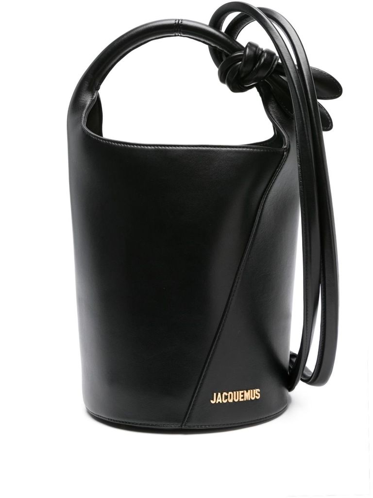 Shop Jacquemus 'tourni' Calf Leather Bucket Bag In Nero