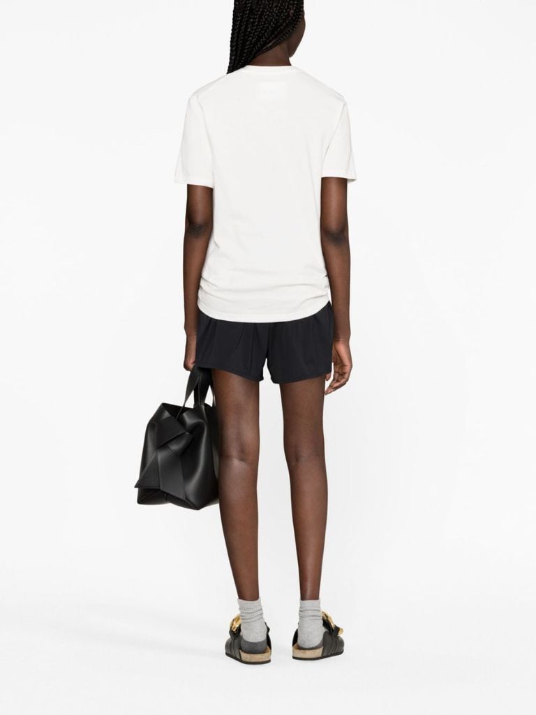 Shop Jil Sander Cotton T-shirt With Front Printed Logo In Bianco