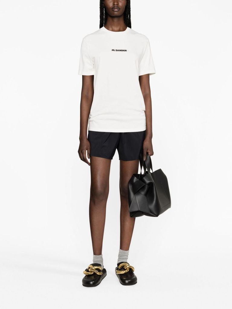 Shop Jil Sander Cotton T-shirt With Front Printed Logo In Bianco