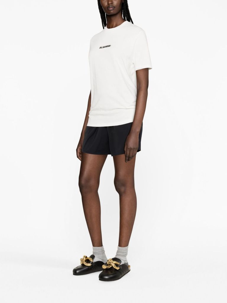 Shop Jil Sander Cotton T-shirt With Front Printed Logo In Bianco