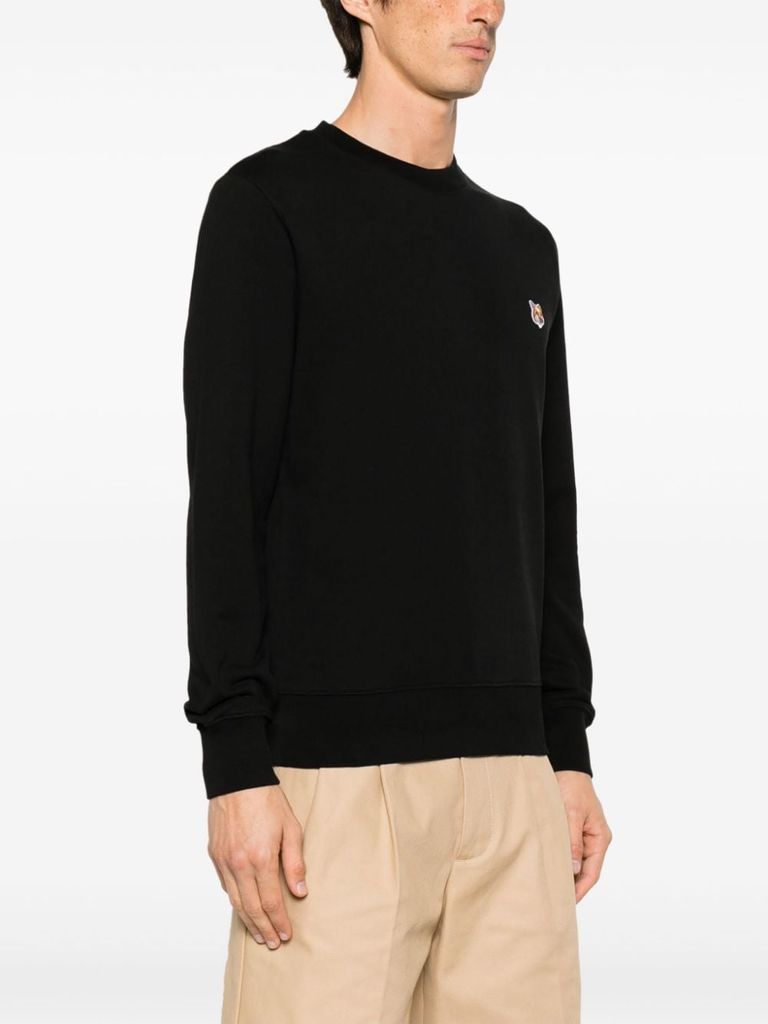 Shop Maison Kitsuné Cotton Sweatshirt With Front Fox Patch In Nero