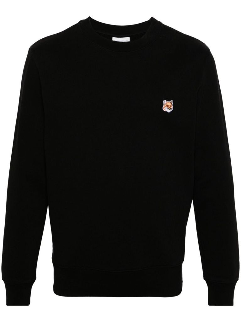 Shop Maison Kitsuné Cotton Sweatshirt With Front Fox Patch In Nero